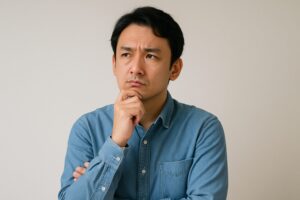 迷いに迷う日本人男性