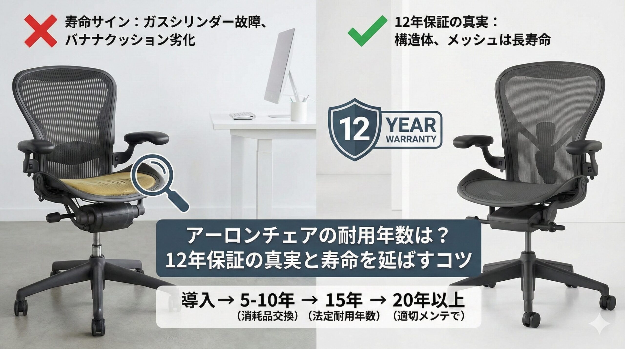 アーロンチェアの耐用年数は？12年保証の真実と寿命を延ばすコツ 