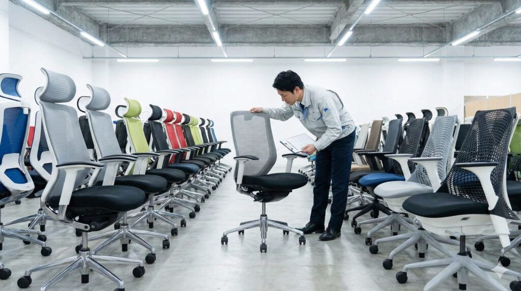 中古オフィス家具専門店で点検・クリーニングされた状態の良い高級ワークチェア