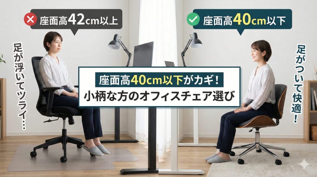 アイキャッチ画像（オフィスチェア　座面高　40㎝　以下）