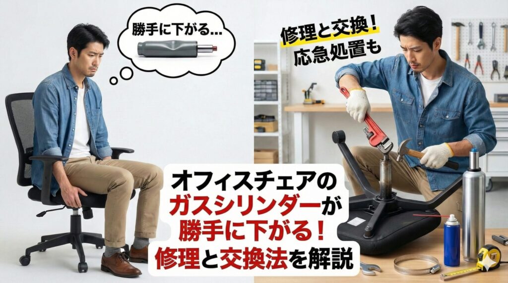 オフィスチェアのガスシリンダーが勝手に下がる！修理と交換法を解説