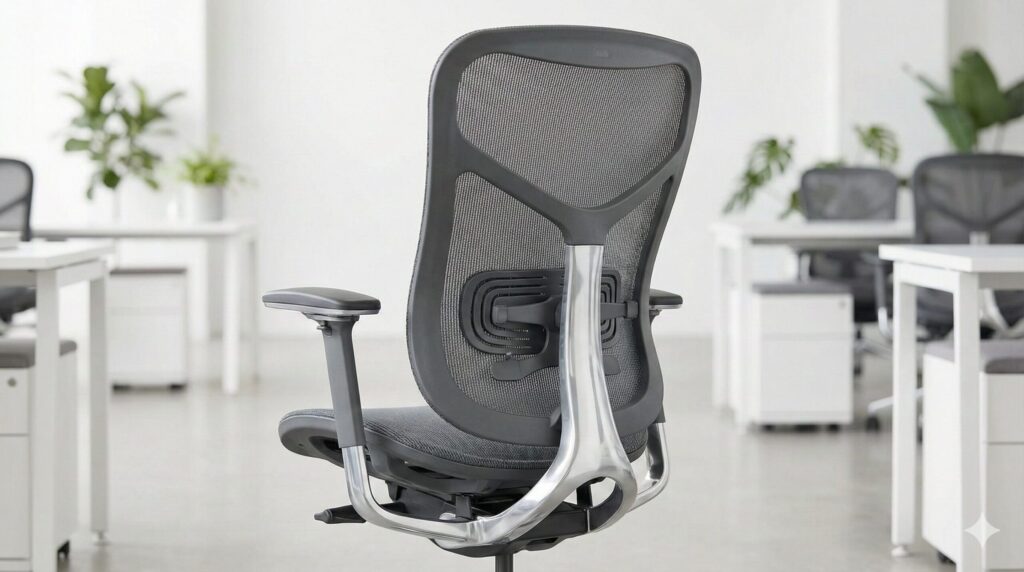 背中のサポート機能に優れたヘッドレストなしの高機能オフィスチェア