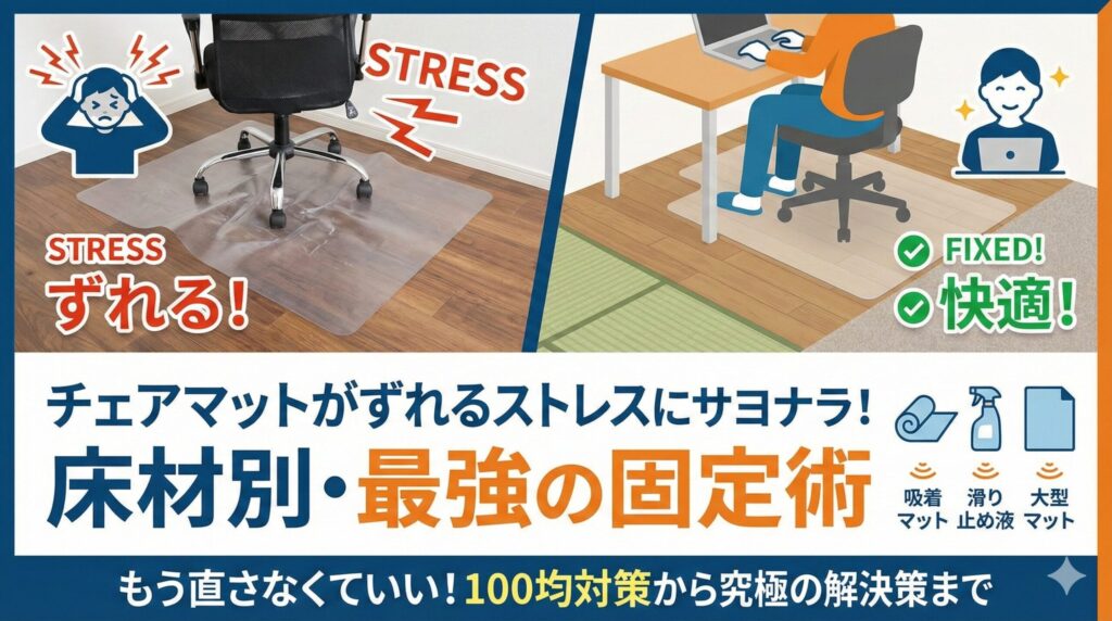 アイキャッチ画像（チェアマットがずれるストレスにサヨナラ！床材別・最強の固定術）