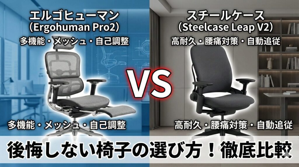 アイキャッチ画像（エルゴヒューマンとスチールケース比較！後悔しない椅子の選び方）