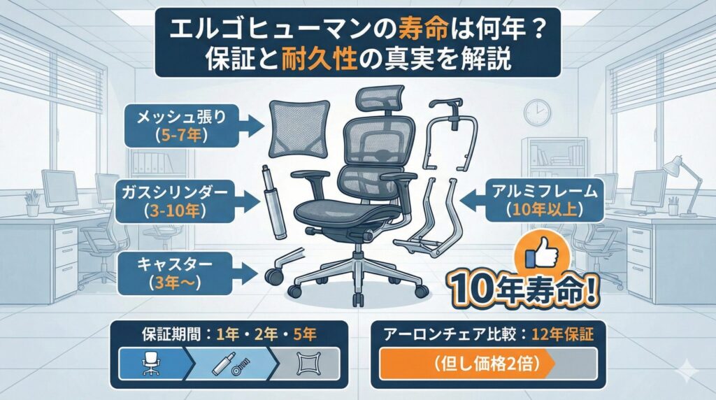 アイキャッチ画像（エルゴヒューマンの寿命は何年？保証と耐久性の真実を解説！）