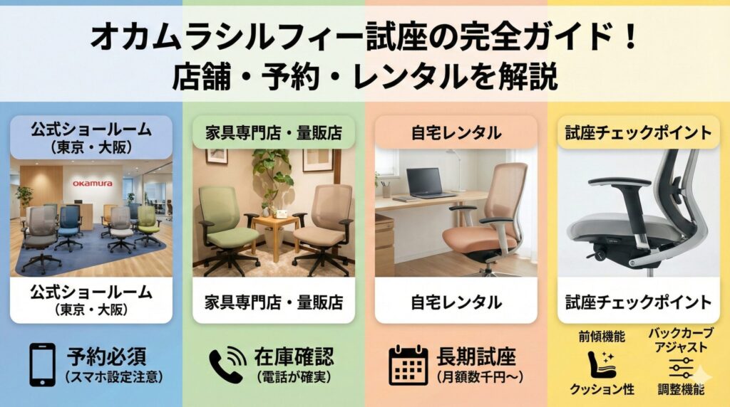 アイキャッチ画像（オカムラシルフィー試座の完全ガイド！店舗・予約・レンタルを解説）