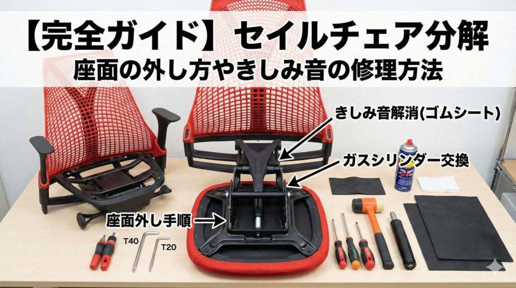 アイキャッチ画像（【完全ガイド】セイルチェア分解｜座面の外し方やきしみ音の修理方法）