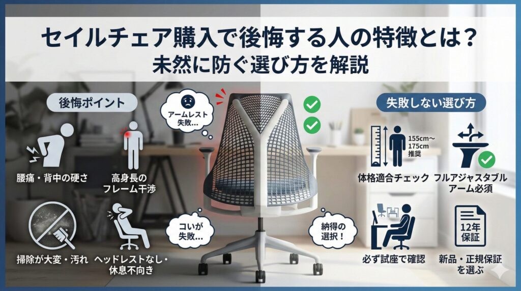 アイキャッチ画像（セイルチェア購入で後悔する人の特徴とは？未然に防ぐ選び方を解説）