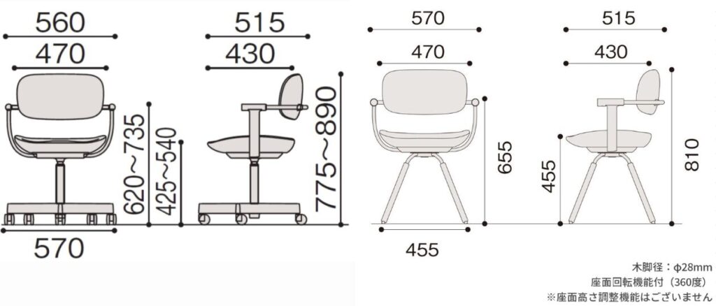 4本脚と5本脚の違いや昇降機能をチェック