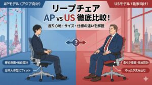 アイキャッチ画像（リープチェアAPとUSの違いを解説！座り心地やサイズで比較）