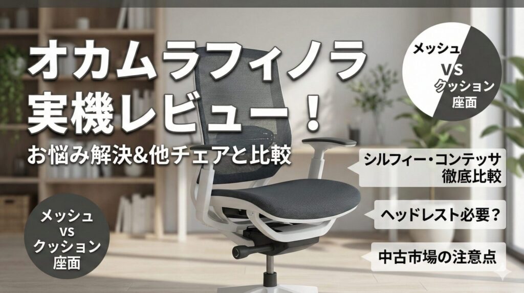 アイキャッチ画像（オカムラフィノラの実機レビュー！お悩み解決＆他チェアと比較）