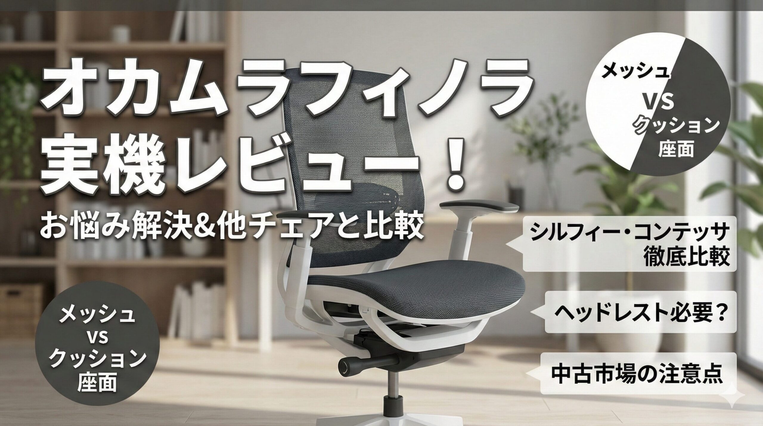 アイキャッチ画像（オカムラフィノラの実機レビュー！お悩み解決＆他チェアと比較）