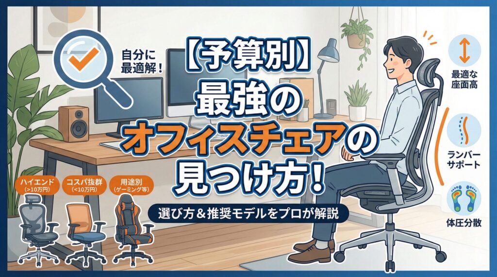 アイキャッチ画像（【予算別】最強のオフィスチェアの見つけ方！選び方＆推奨モデル）